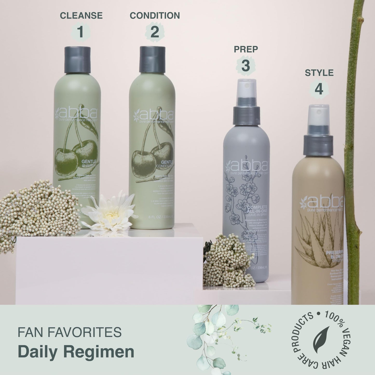 ABBA Gentle Shampoo, Cherry Bark & Aloe, 32 Fl Oz