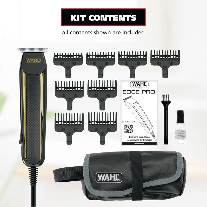 Wahl Edge Pro Bump Free Corded Beard Trimmer for Men Touch Up Trimmer & Grooming Detailer Kit – Perfect for Edging Beards, Mustaches, Hair, & Stubble, – Model 9686-300