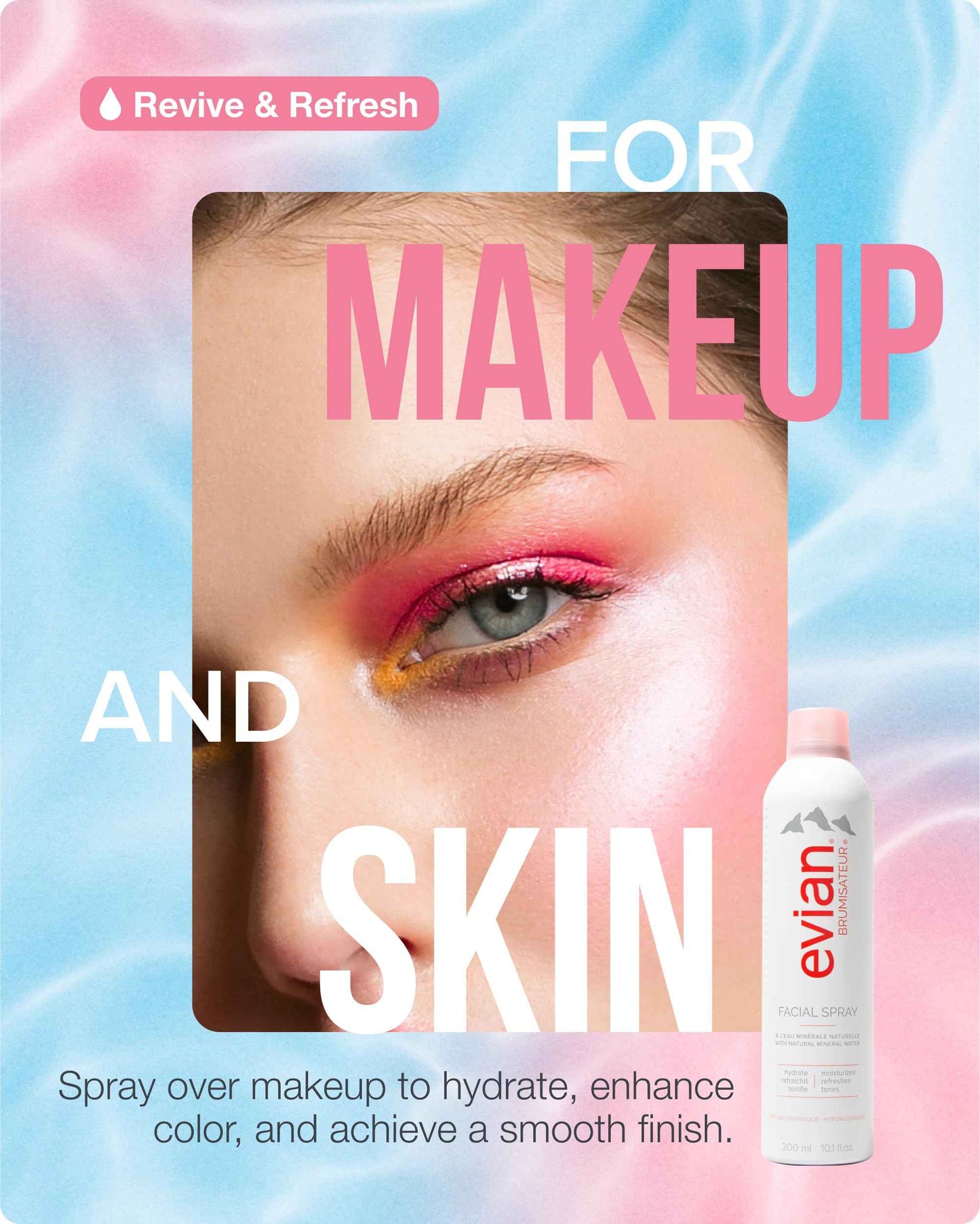 Evian Facial Spray 10.1 oz - Hydrating Mineral Water Mist for Face & Skin - Refreshes Makeup, Sets, & Tones - Daily Skincare Essential for Hydration and Moisturizing