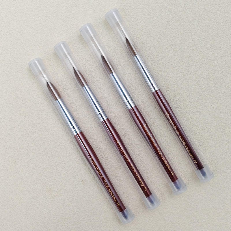 varnishea 100% Pure Kolinsky Hair Acrylic Nail Brush Solid Wood Handle Professional Manicure Brushes for Powder Nail Acrylic Application - Salon & DIY Nail Art Essentials - Size 14, 1.0 Count