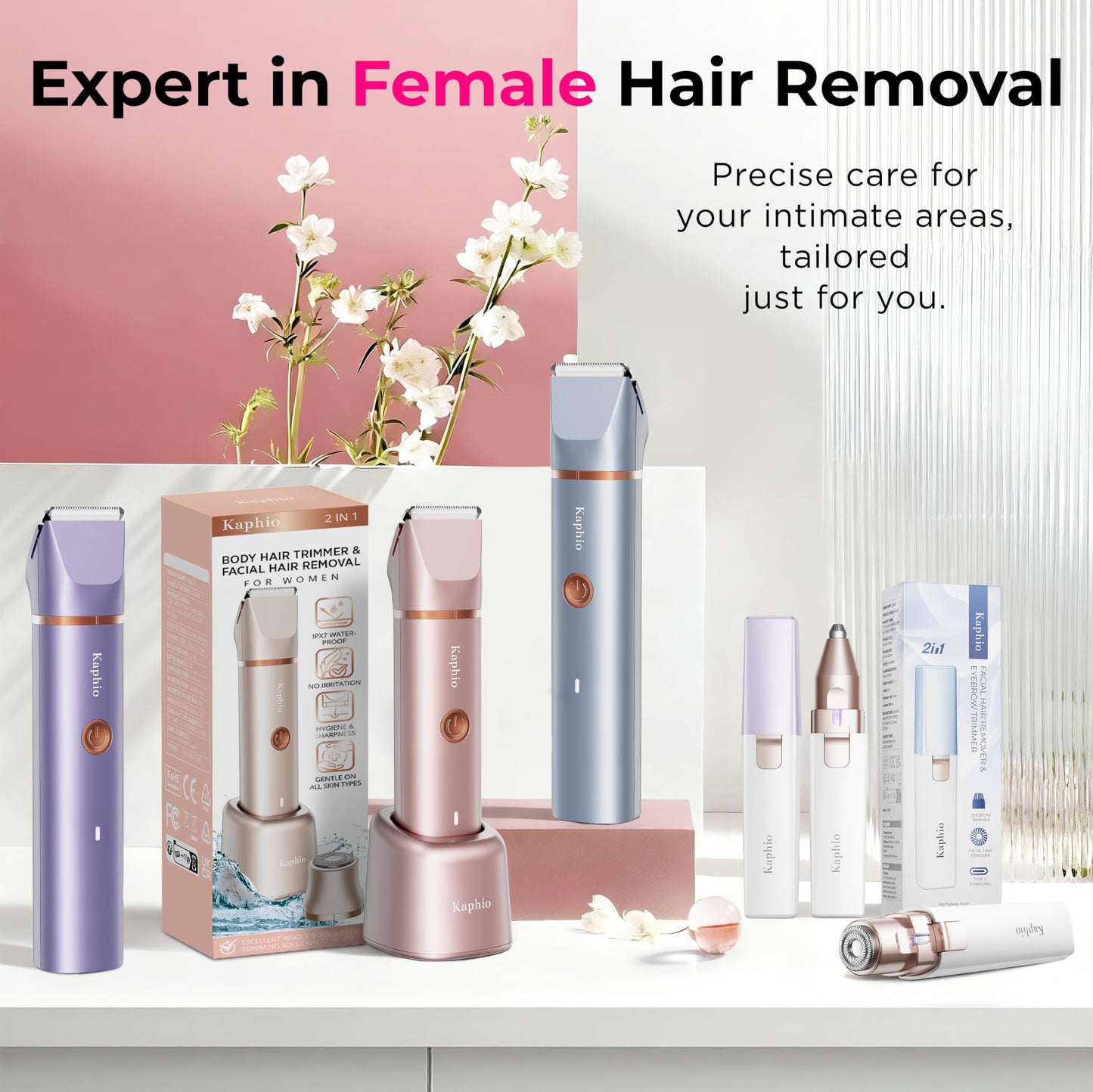 Bikini Trimmer for Women Pubic Hair: 2 in 1 Electric Razors for Women - Rechargeable Electric Shaver - IPX7 Waterproof Lady Shaver for Travel & Shower Use in Summer
