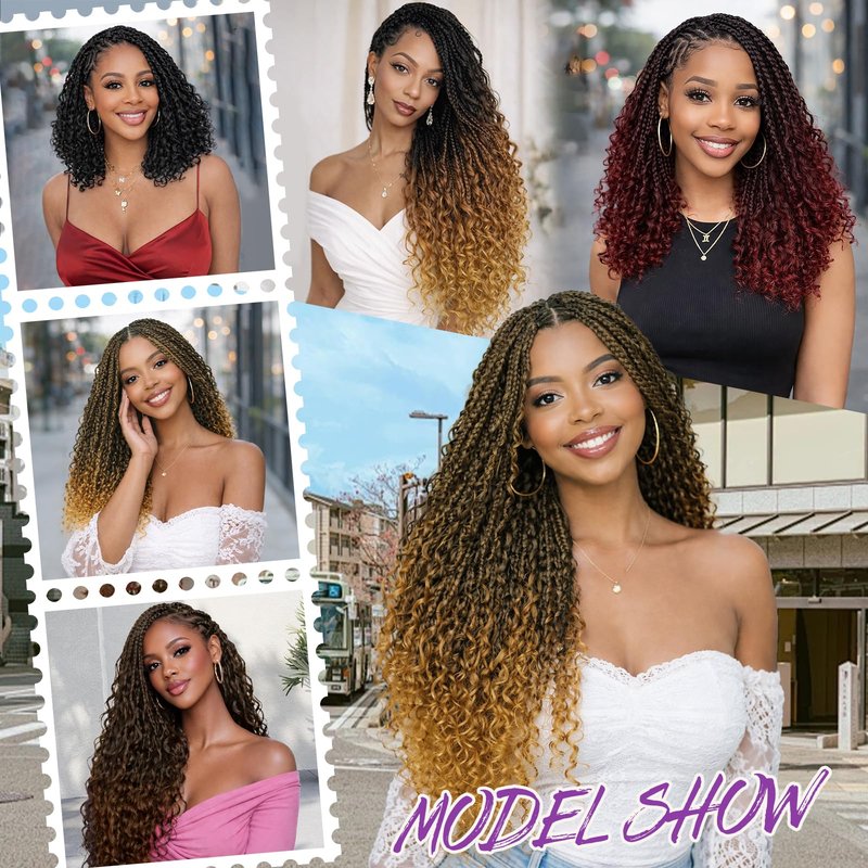 Boho Box Braids Crochet Hair 18 Inch, Goddess Crochet Box Braids with Curly Ends, Pre Looped Synthetic Crochet Hair for Black Women – NAYOO