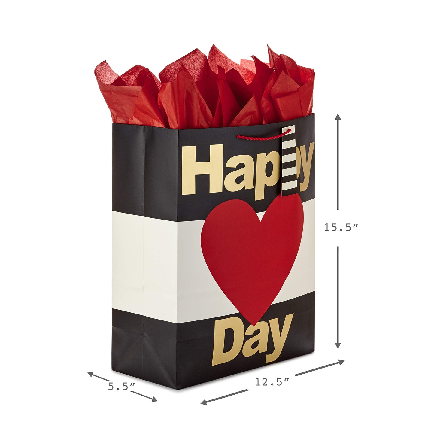 Hallmark 15.5" Extra-Large Valentine's Day Gift Bag With Tissue Paper (Happy Heart Day)