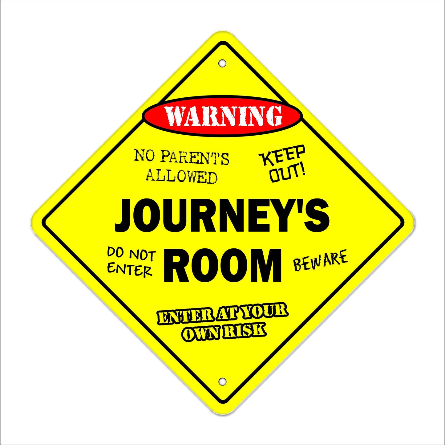 Journey's Room Sign Crossing Zone Xing | Indoor/Outdoor | 12" Tall Kids Bedroom Decor Door Children's Name boy Girl