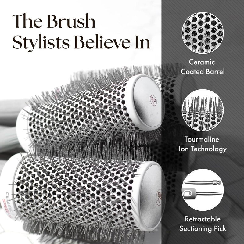 Olivia Garden Ceramic + Ion Speed XL - Extra-Long Round Thermal Hair Brush - Not Electrical - Professional Blowout Brush for Normal to Thick Hair - 1 3/4"- Diameter Barrel - CIXL-45