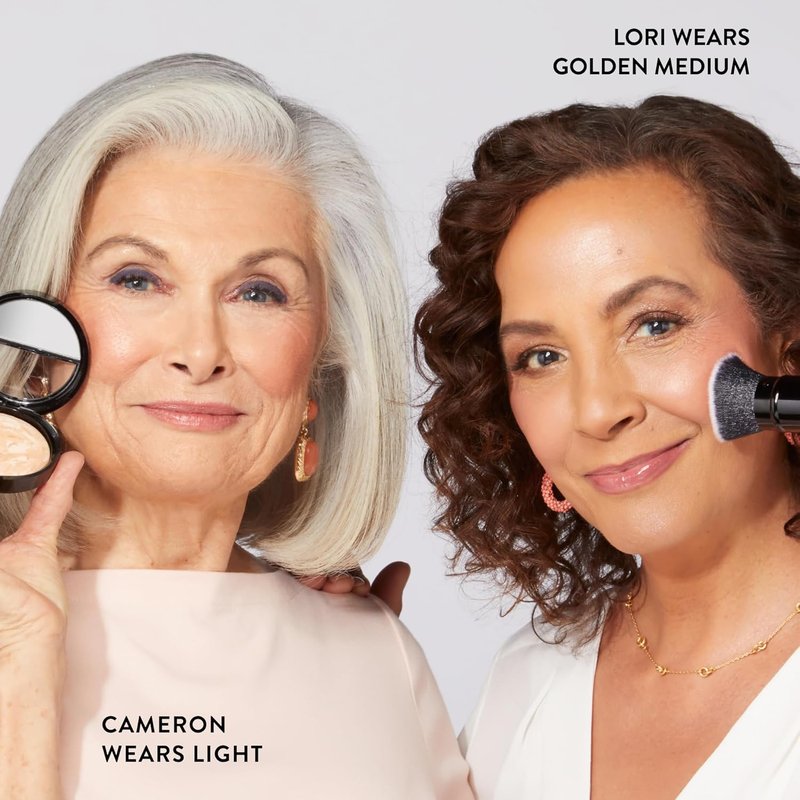 Laura Geller Baked Balance-N-Glow Foundation | Illuminating Color Correcting - Light Shade with Kabuki Brush Set