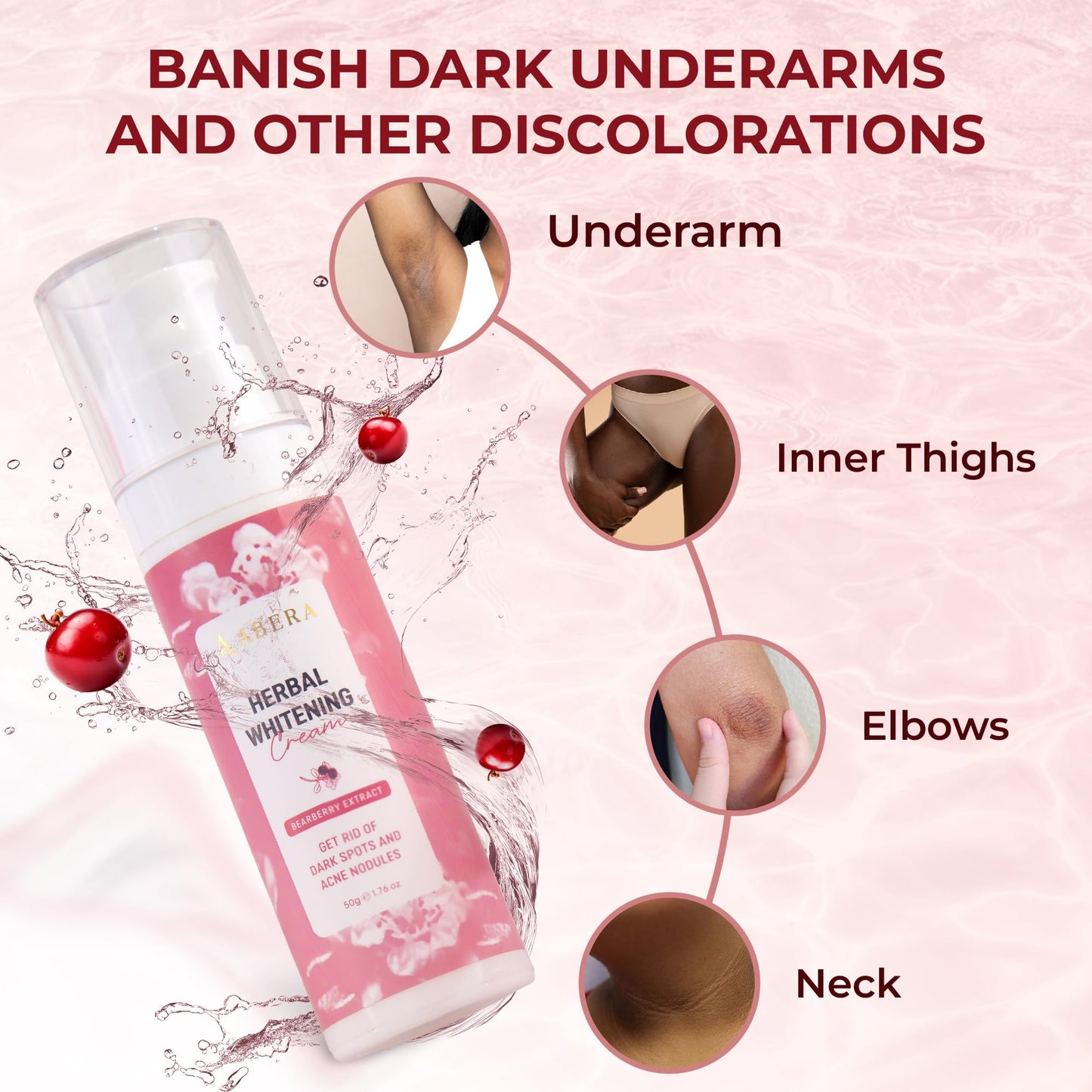 Abera Underarm Dark Spot Corrector Cream with Bearberry Extract, Targeted Armpit Spot Reducer & Sensitive Area Skin Tone Enhancer, Natural Even Tone Solution with Arbutin & Niacinamide