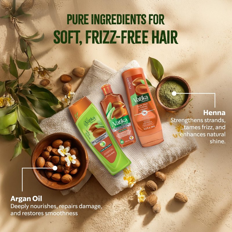 Vatika Naturals Argan Shampoo & Conditioner Combo – Deeply Nourishing Haircare Duo, Repairs Dry & Damaged Hair, Tames Frizz, Restores Shine & Softness, Suitable for All Hair Types