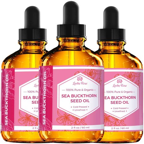 Leven Rose Sea Buckthorn Seed Oil, 100% Pure Unrefined Cold Pressed for Hair Skin and Nails (2 oz)