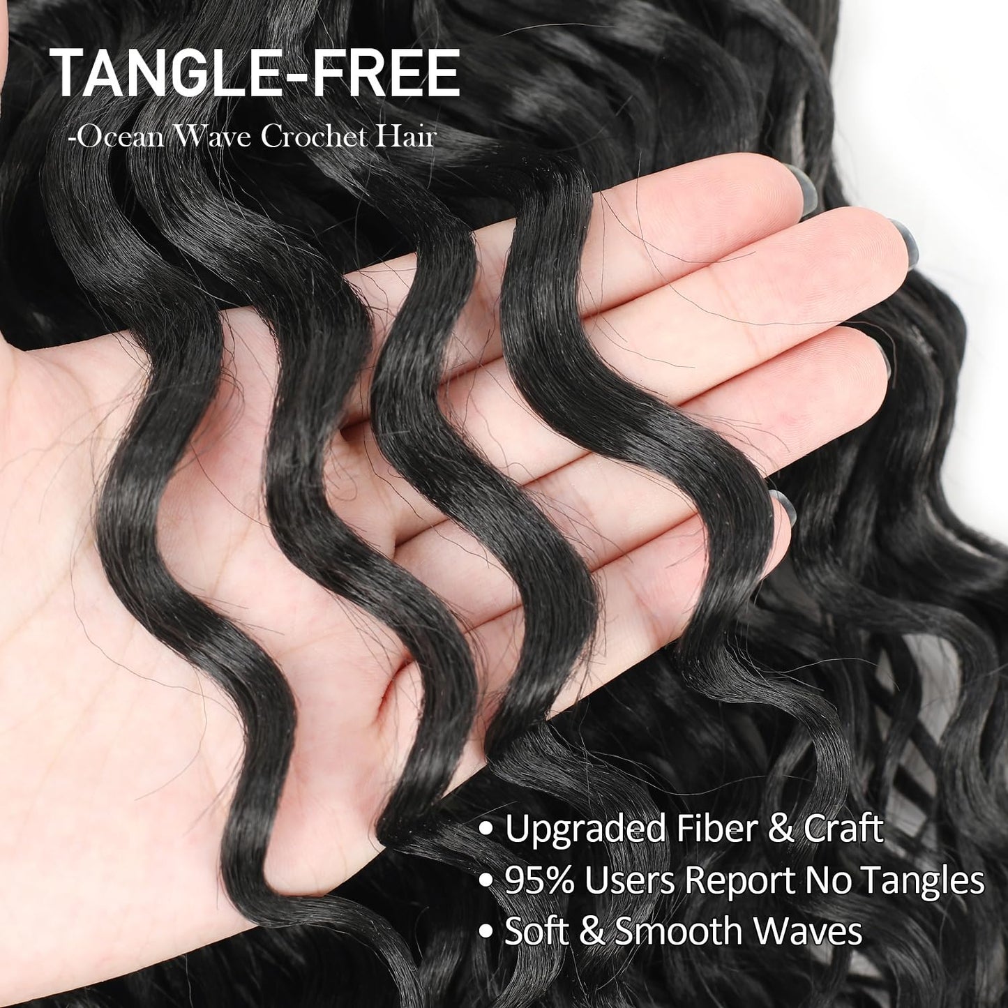 Pre looped Ocean Wave Crochet Hair 8 Packs 12 Inch Natural Black Synthetic Pre Twisted Ocean Braids Hair Boho Deep Wave Short Curly Crochet Hair for Black Women (12 Inch,1B#)