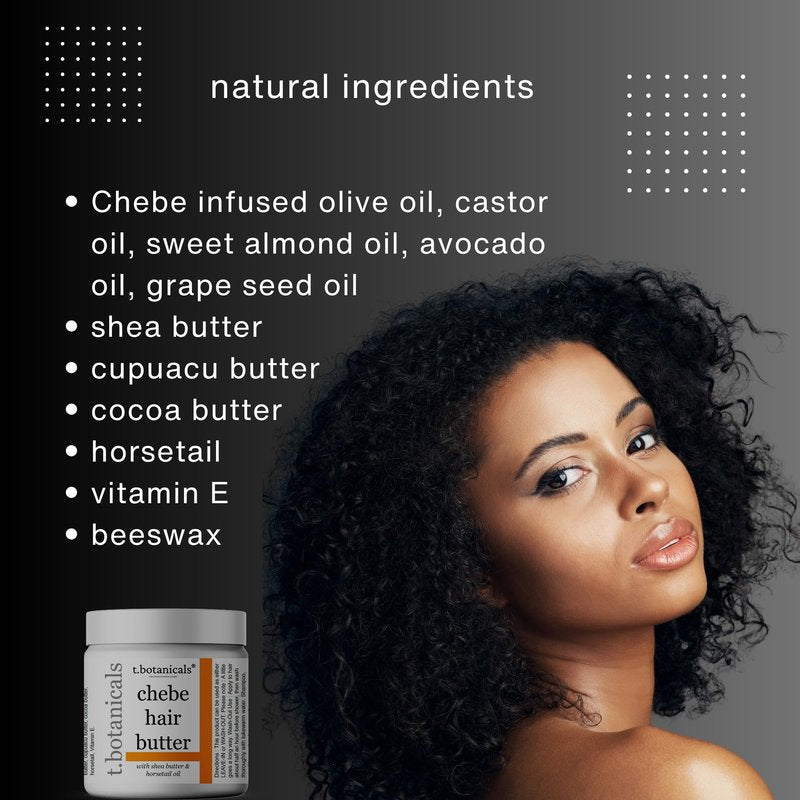 Chebe Butter and Leave-In Conditioner Set for Lustrous Locks, Longer and Thicker Hair Growth - Infused with Chebe Powder, Made in USA (Unscented, 8 oz each)