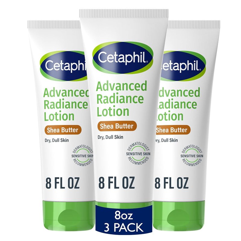 Cetaphil Body Lotion - Advanced Radiance with Shea Butter | 8 oz, Fragrance-Free, Hypoallergenic, 3-Pack for Dry Skin