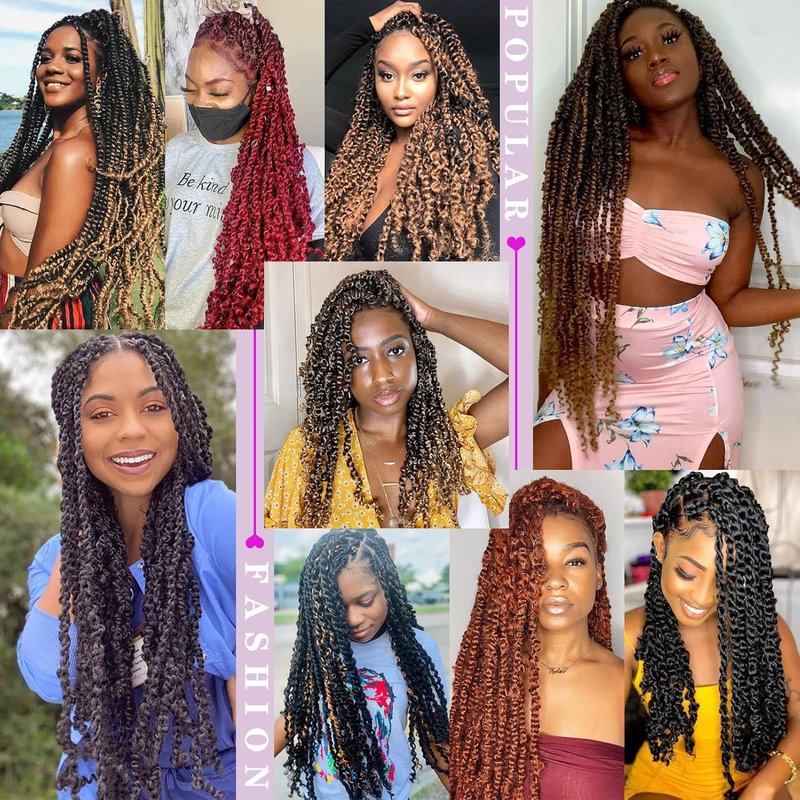 Passion Twist Hair - 24 Inch Water Wave Crochet Braids | 7 Packs Bohemian Curly for Butterfly Locs (1B#)