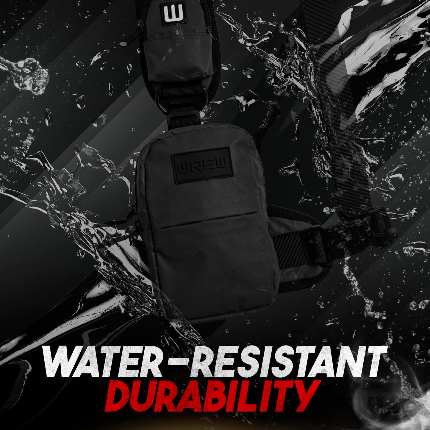 WREW Small Sling Bag for Men-Cross body bag with Shoulder Straps,Mini Sling Crossbody bag for Women-Travel Backpack for Hiking,Daypack Multipurpose Over the Shoulder Chest Bags with Keyholder(Black)