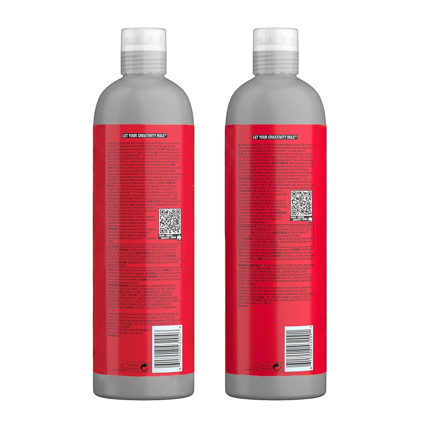 TIGI Bed Head Resurrection Hair Repair Shampoo & Conditioner Set - Maximum Strength for Dry, Damaged Hair | 25.36 fl oz