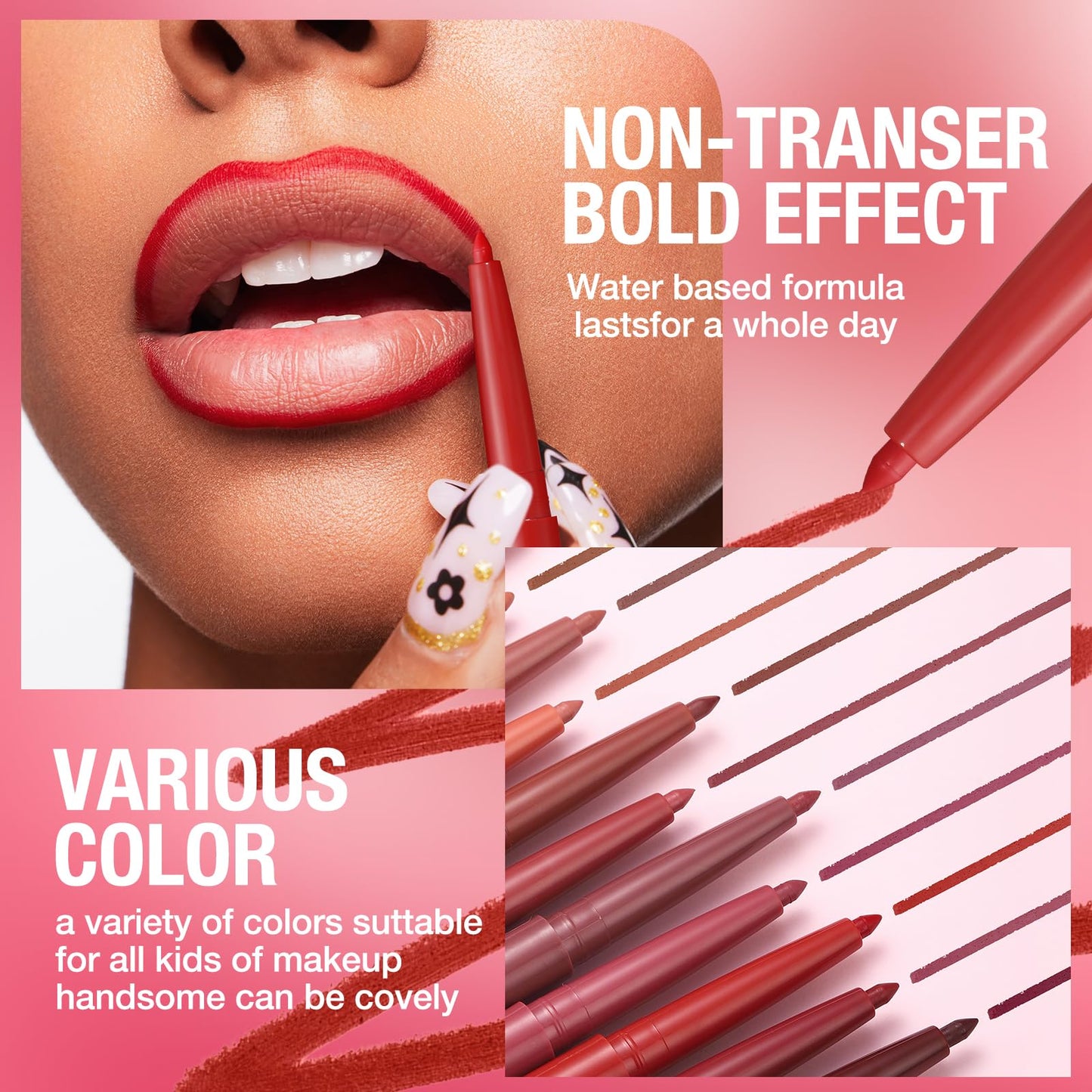 LANGMANNI 12 Colors Sculpting Matte Velvet Lip Liner Set,Smooth Creamy Texture,Waterproof And High Pigmented For Women Daily Application Lip Makeup