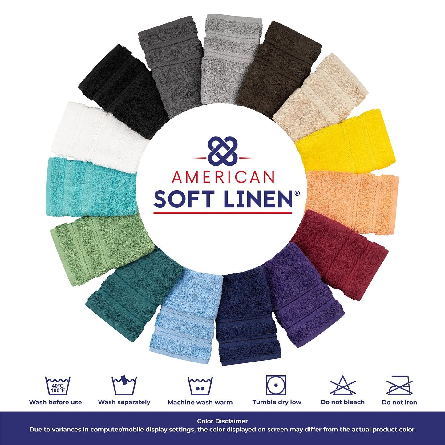 American Soft Linen Luxury 6 Piece Towel Set, 2 Bath Towels 2 Hand Towel 2 Washcloths, 600 GSM 100% Cotton Turkish Towels for Bathroom, Light Grey Towel Sets