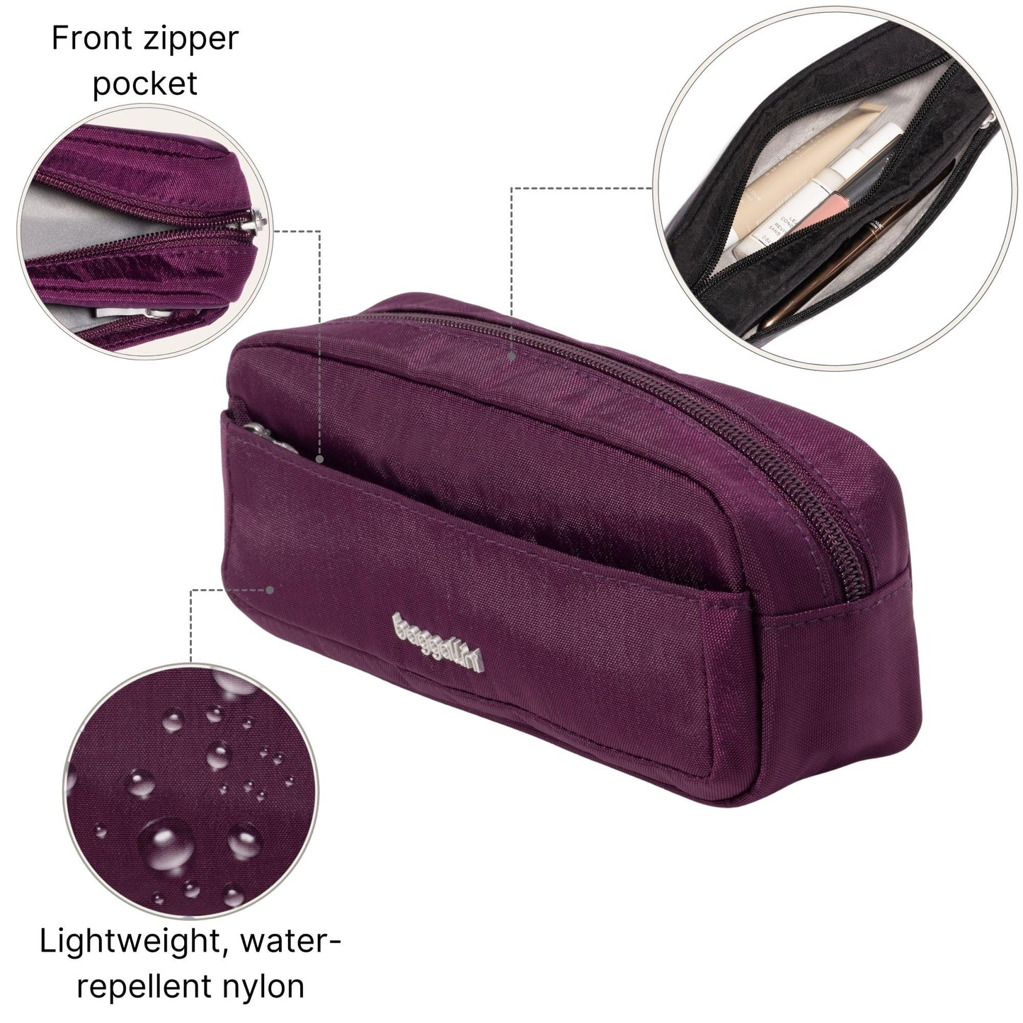 Long Pocket Cosmetic - Lightweight 7.8”x 3.1”x2.1” Makeup Bag - Travel Essentials Makeup Organizer
