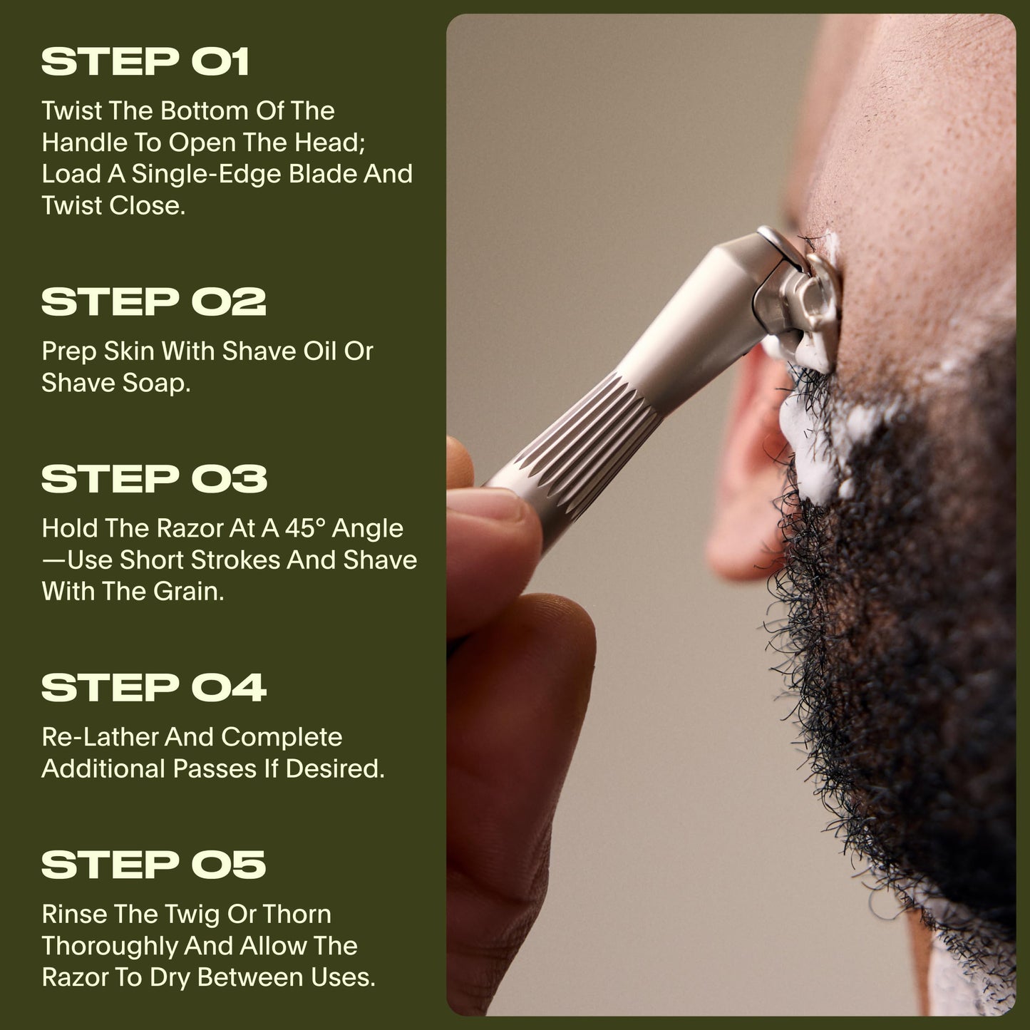 Leaf Thorn Razor by Leaf Shave, All-Metal Single Blade Razor for Men and Women, Fixed Head with Magnetic Load Assist, Includes 5 Stainless Steel Blades - Face Shaving and Coarser Hair