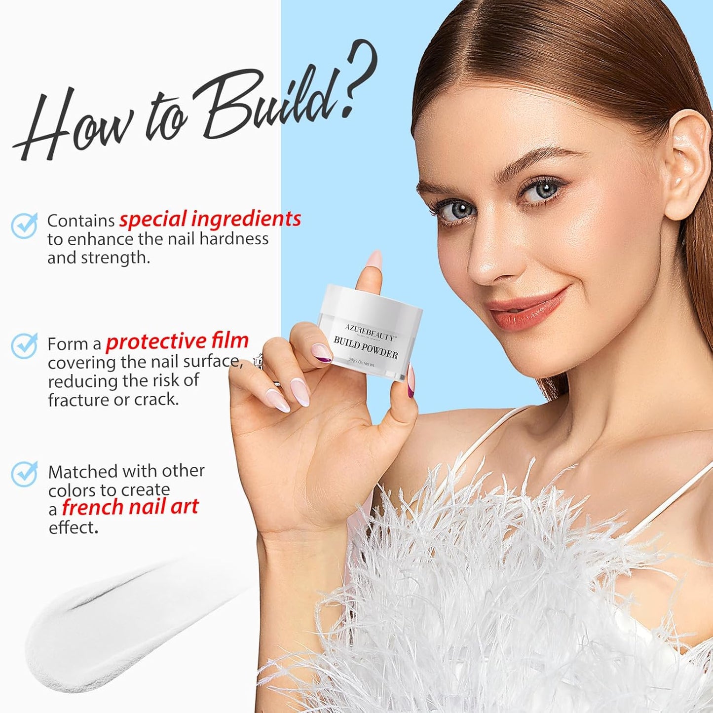 Clear Dip Powder for Nails - Essential Dipping Build Powder + 4 Dip Powder Liquids Set | 15ml/0.5oz