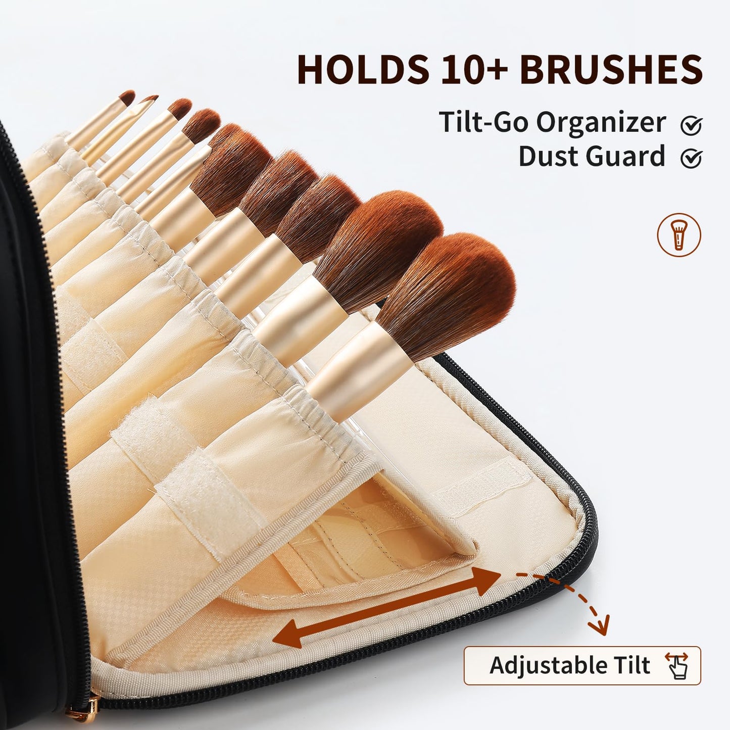 Large Travel Makeup Bag for Women with Luggage Sleeve and Reinforced Dual Handles, Featuring 10 Independent Elastic Brush Slots and 25 Pockets, Large Capacity Waterproof Cosmetic & Toiletry Organizer