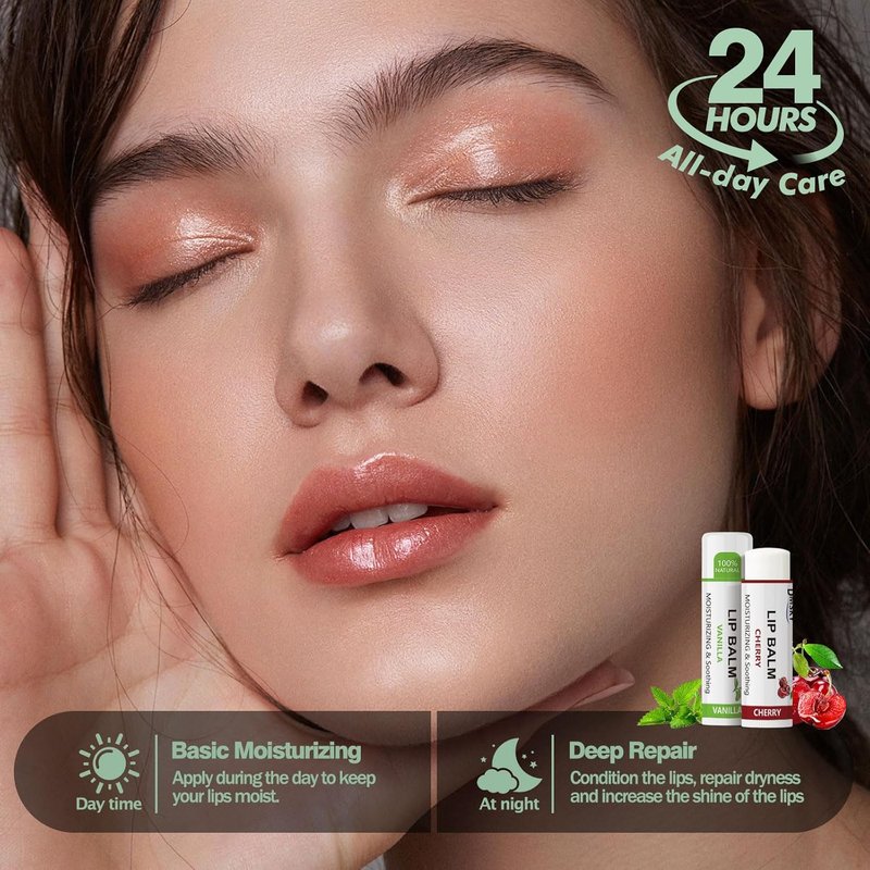 Lip Balm Variety Pack - 88 Natural Moisturizing Balms for Dry Cracked Lips | 10 Flavors for Men, Women & Kids
