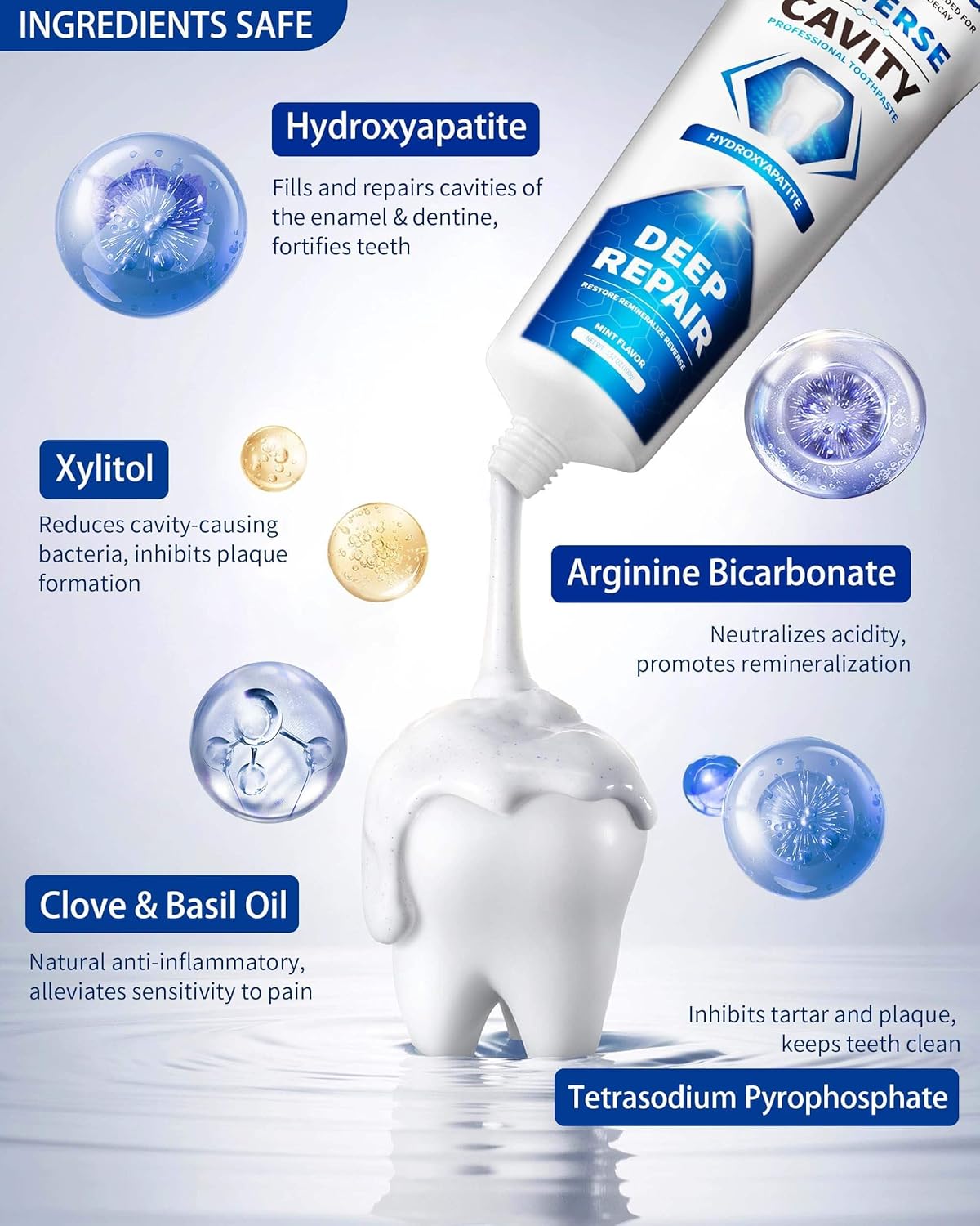 Cavity Reversing Toothpaste - Hydroxyapatite Remineralizing Formula | Fluoride & SLS Free, 3.52 OZ