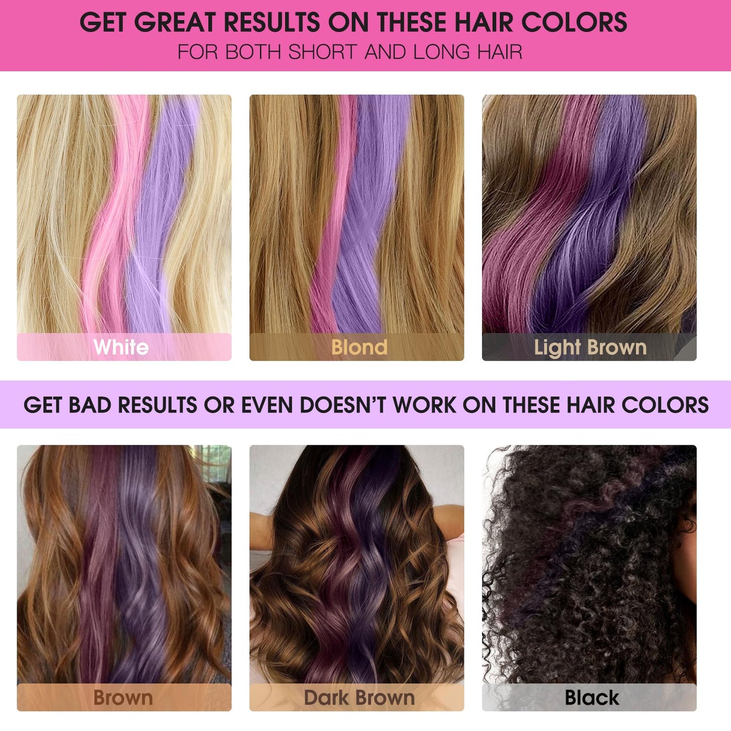 MSDADA Hair Chalk Comb for Girls 3 Pack - Temporary Washable Hair Color Dye Paint Teen Girl Gift Hair Stuff Accessories Kit