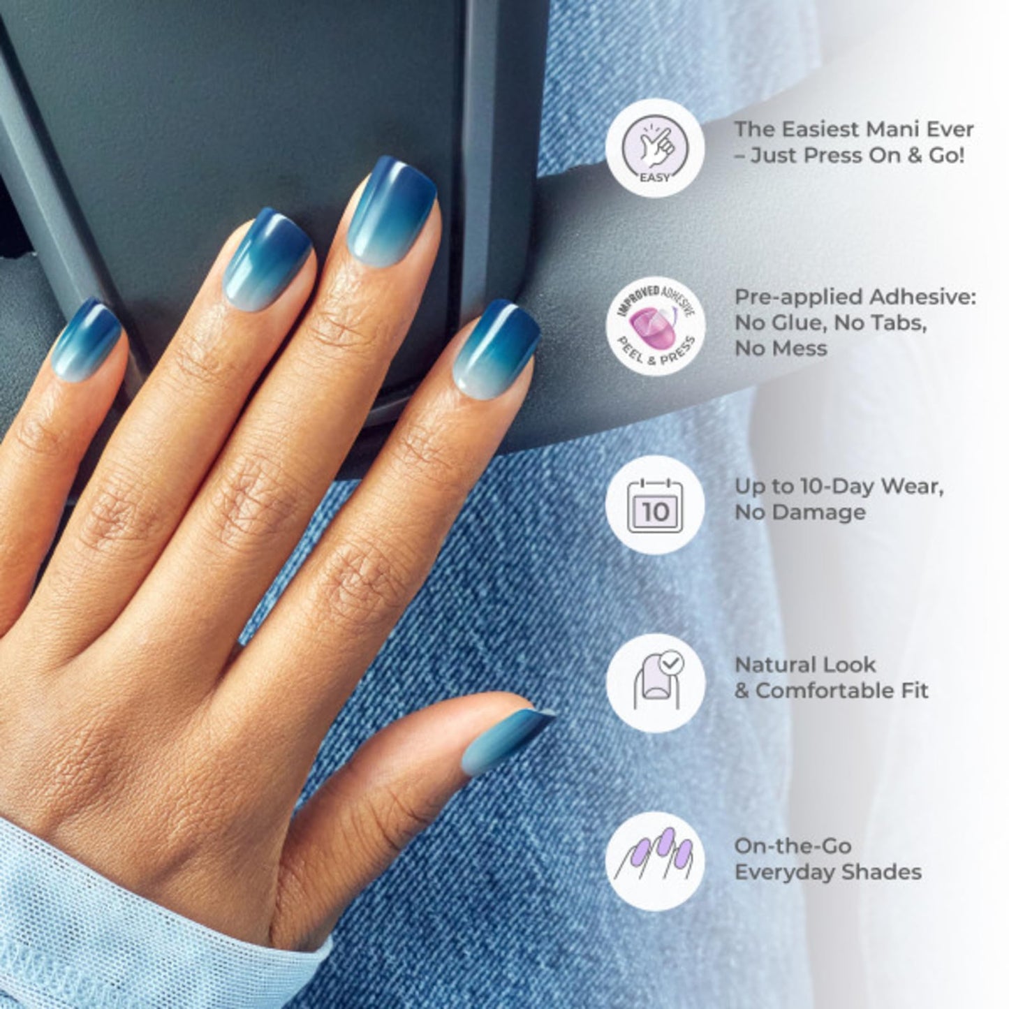 Kiss Impress No Glue Mani Press On Nails Kit, Reddy or Not, 30 Red Peel and Stick Nails, Super Slim Short Squoval, Glossy Gel Finish, PureFit Technology, Includes Prep Pad, Manicure Stick & Mini File