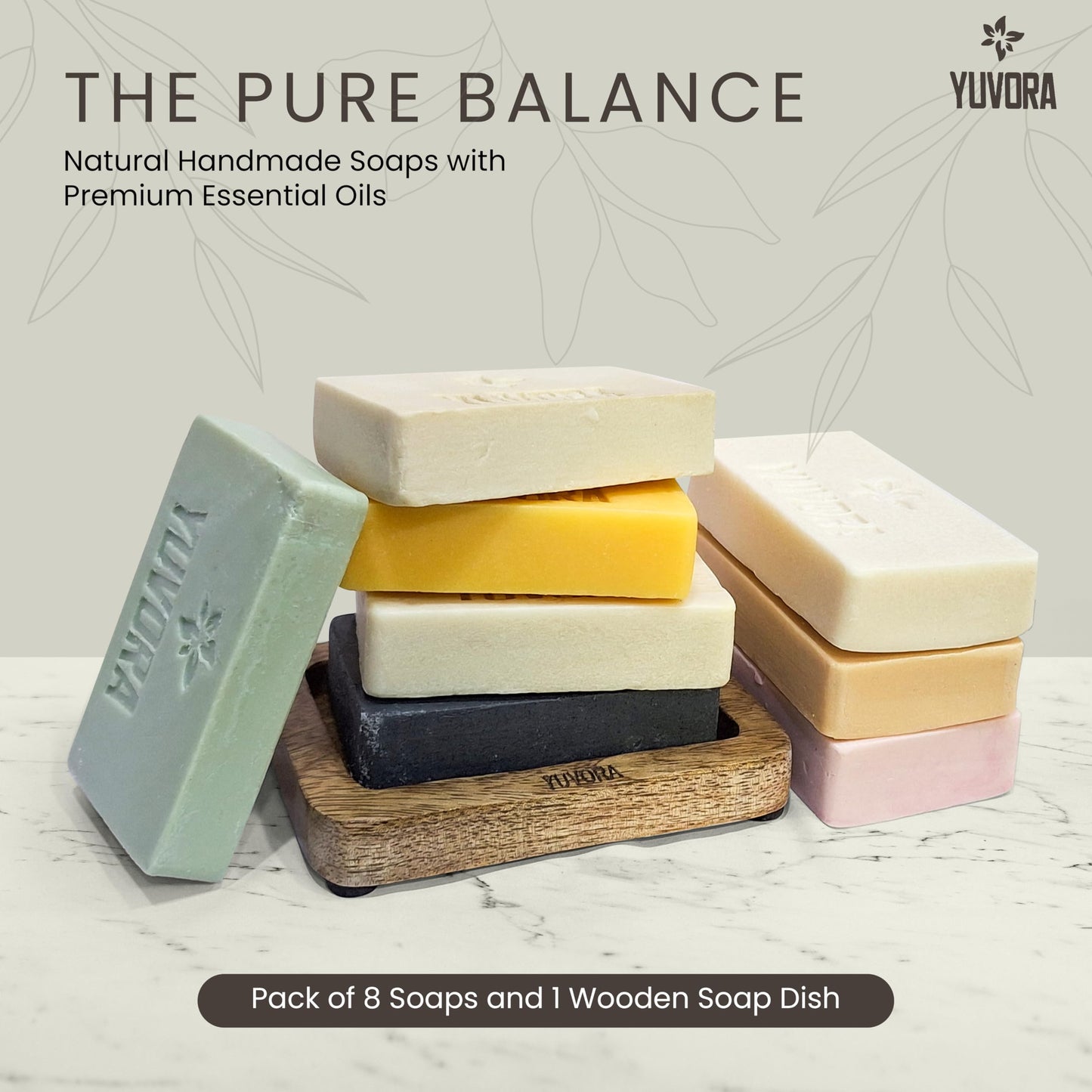 Yuvora Handmade Women’s Body Soaps 5 OZ Pack of 8 – Long-Lasting Natural Bar Soap – Luxurious Aromatherapy Scents – Moisturizing Herbal Skincare – Gift Set – The Pure Balance