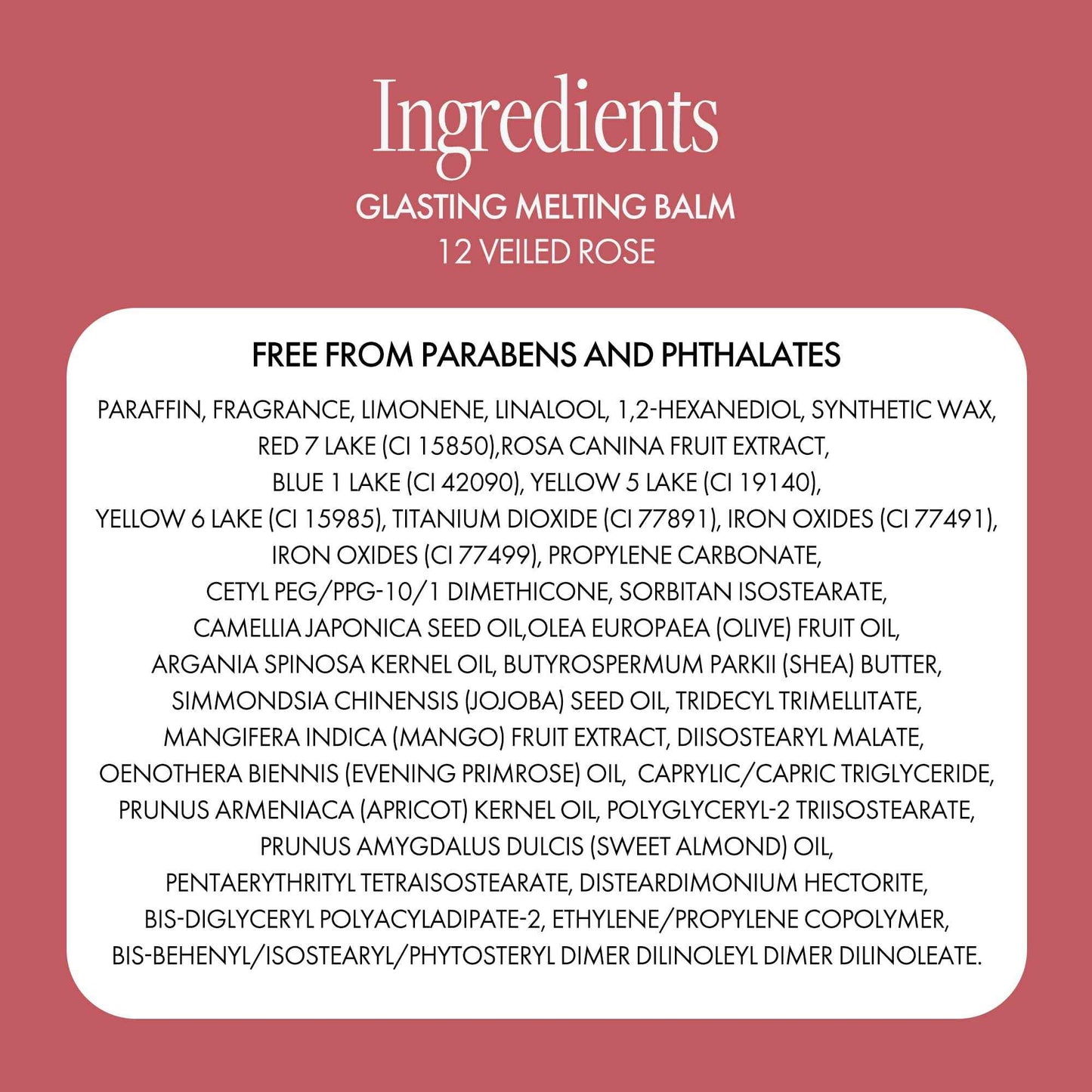 Glasting Melting Balm - High-Shine, Hydrating Tinted Lip Balm - Buildable Gloss & Vegan Formula - Korean Glossy Lip Balm with Shea Butter 0.12 oz (#12 Veiled Rose)