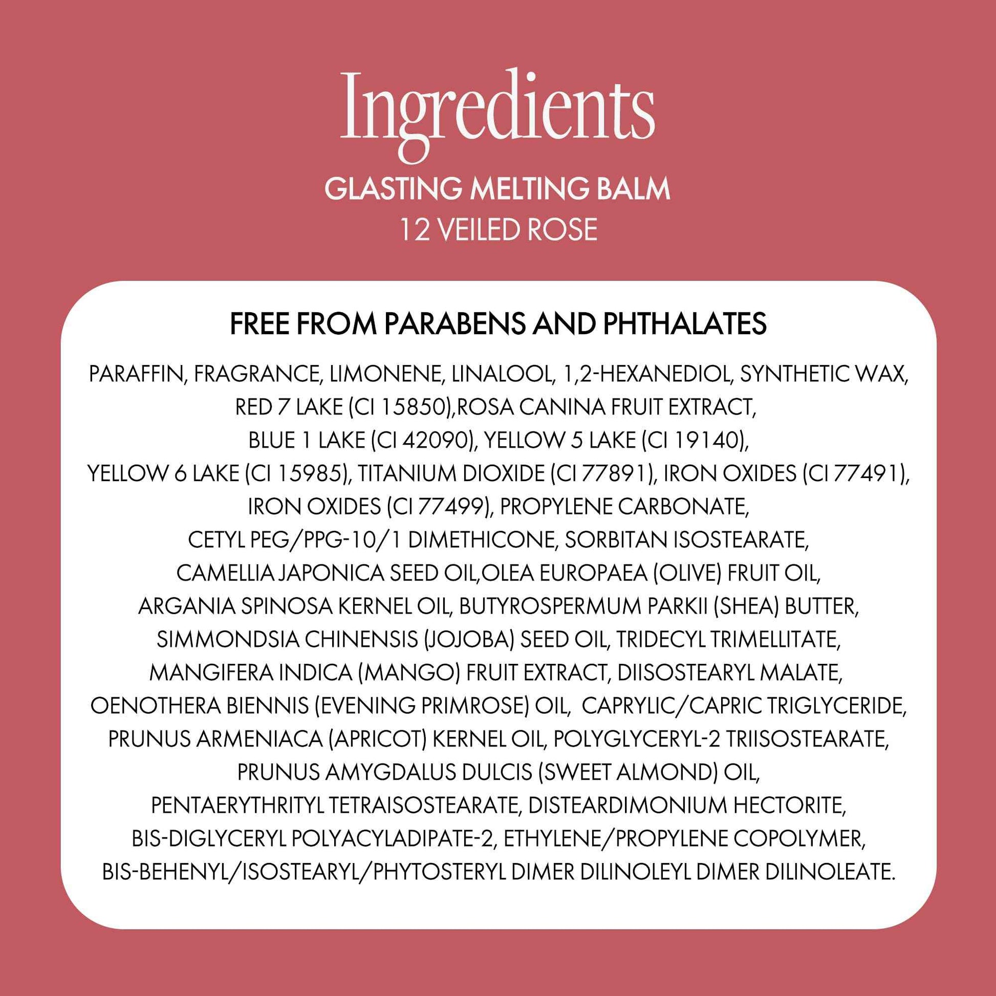 Glasting Melting Balm - High-Shine, Hydrating Tinted Lip Balm - Buildable Gloss & Vegan Formula - Korean Glossy Lip Balm with Shea Butter 0.12 oz (#12 Veiled Rose)