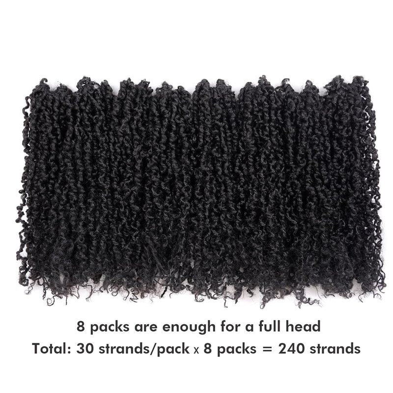Yanky Twist Crochet Hair - Fluffy Mini Twist Braids | 8 Inch, Jet Black, 8 Packs (30 Strands)