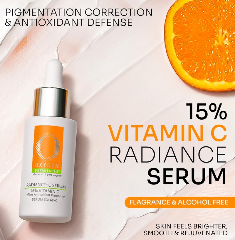 Oxygen Botanicals Radiance C Serum 15%, antioxidant formula to rejuvenate and protect the skin, minimizes dark spots, pigmentation and blemishes, alcohol-free-30ml (Radiance C Serum)