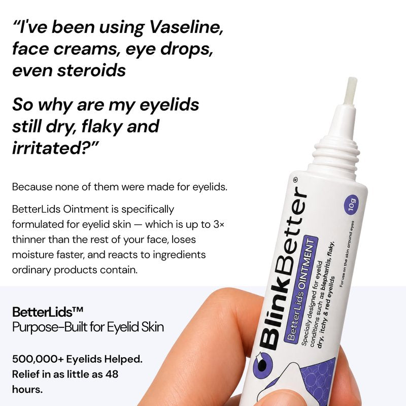 BlinkBetter BetterLids Eyelid Ointment for Dry, Itchy & Sensitive Eyelids – Deep-Moisturising Oat Complex with Shea Butter & Panthenol to Hydrate, Nourish & Soothe Delicate Eyelid Skin – 0.34 oz