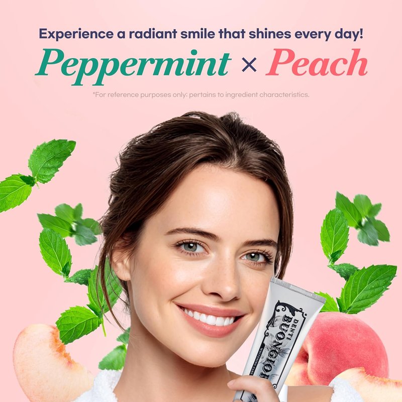 Peach Mint Whitening Toothpaste - Fluoride-Free Formula with Advanced Hydrogen Peroxide for Stain Removal | 3.52 fl oz