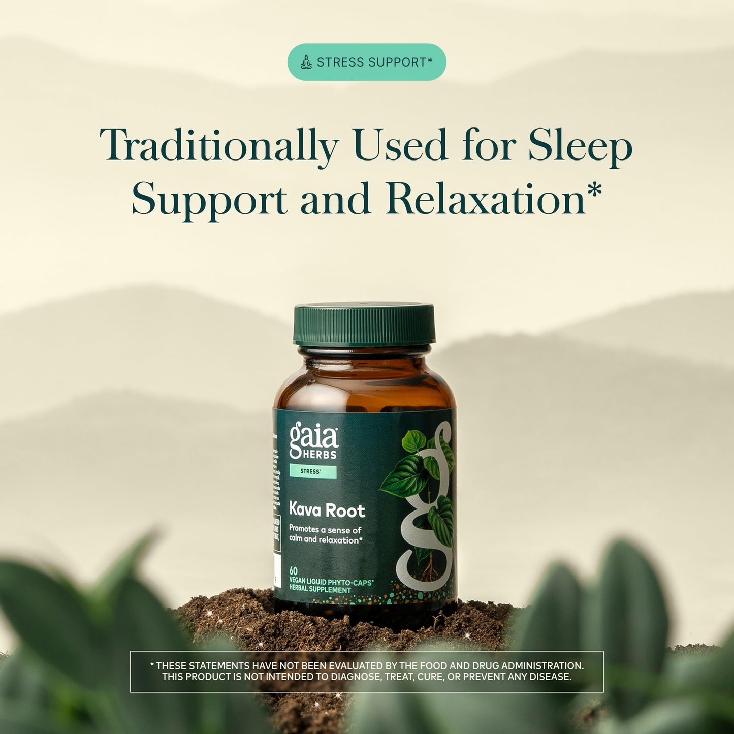 Gaia Herbs Kava Root - Helps Sustain a Sense of Calm & Relaxation During Times of Stress*- Made with Noble Kava Cultivars - 60 Vegan Liquid Phyto-Caps (60 Servings)