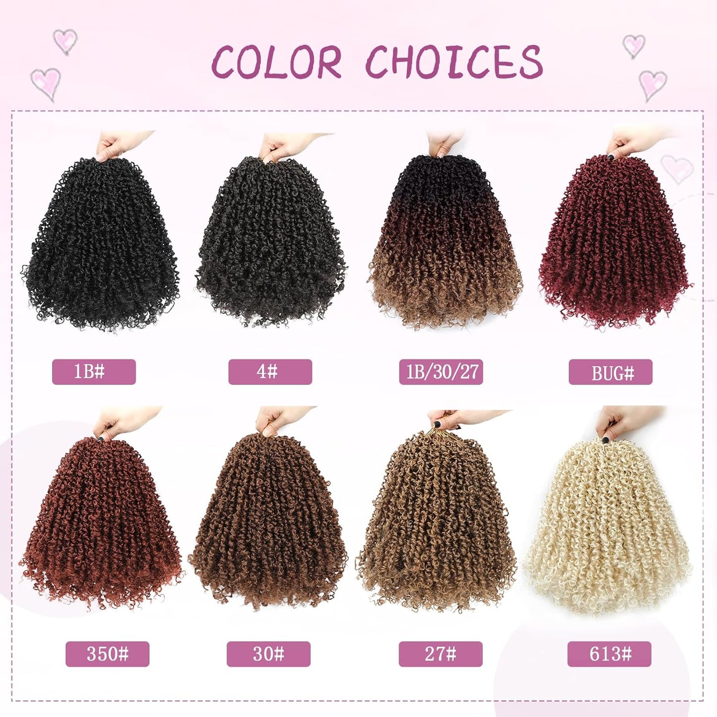 Yanky Mini Twist Crochet Hair - 10 Inch Passion Twist for Black Women | Pre-Twisted with Curly Ends (1B/30/27#)