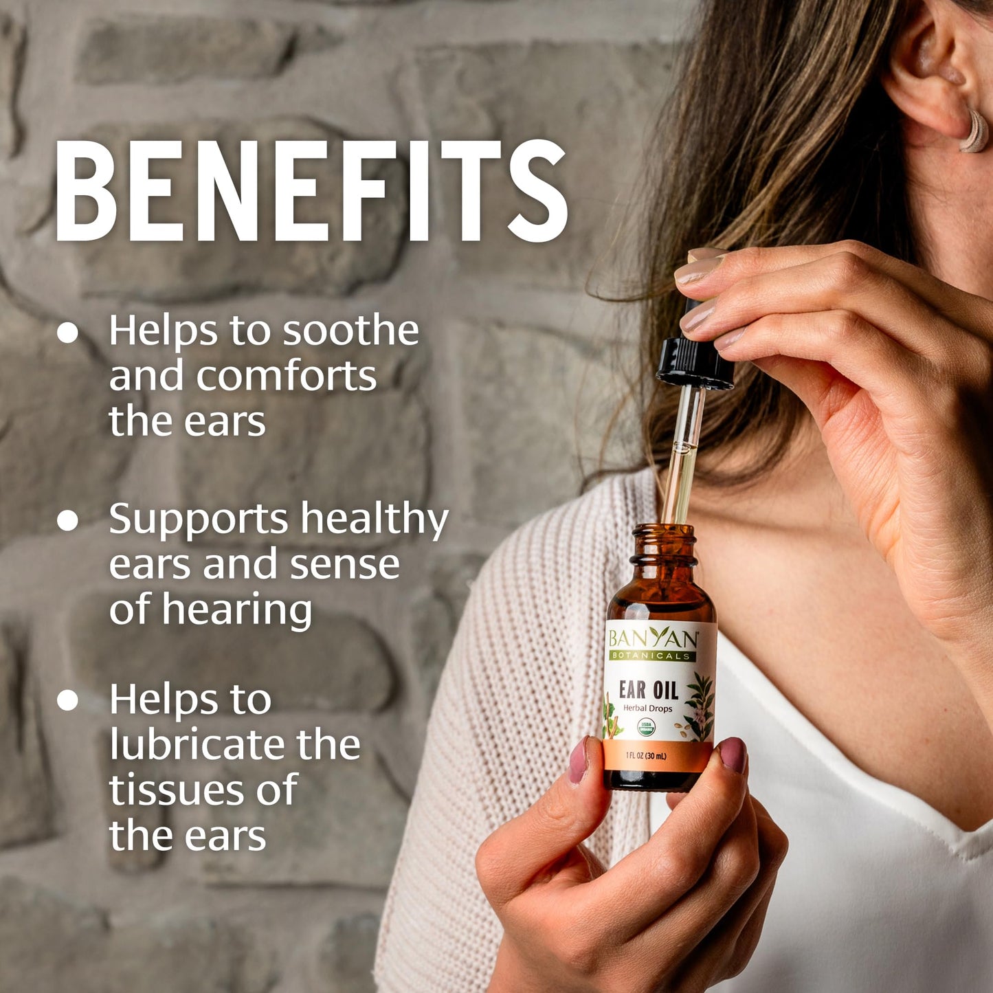 Banyan Botanicals Ear Oil – Organic Herbal Oil Ear Drops with Ashwagandha and Garlic – Soothing and Comforting for The Ears – 1 oz – Non GMO Sustainably Sourced Vegan