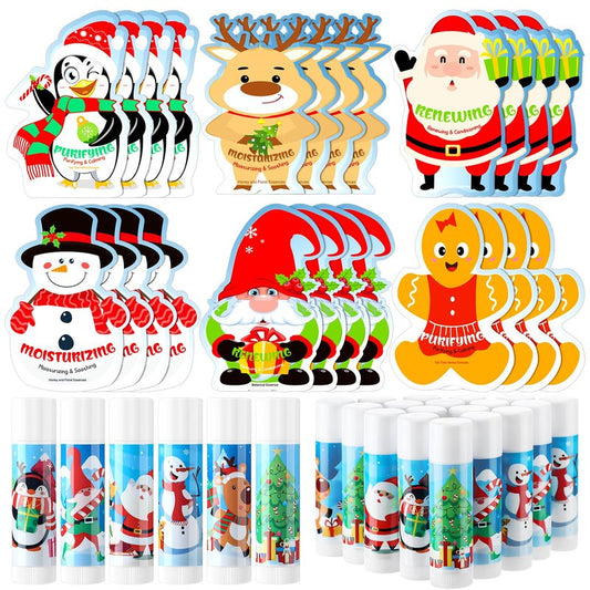 Dansib 48 Pcs Christmas Lip Balm and Facial Masks Gifts Bulk Christmas Stocking Stuffers Lip Balms Favors Skincare Spa Face Sheet Masks Skincare Set Winter Holiday Gifts Supplies for Women Spa Party