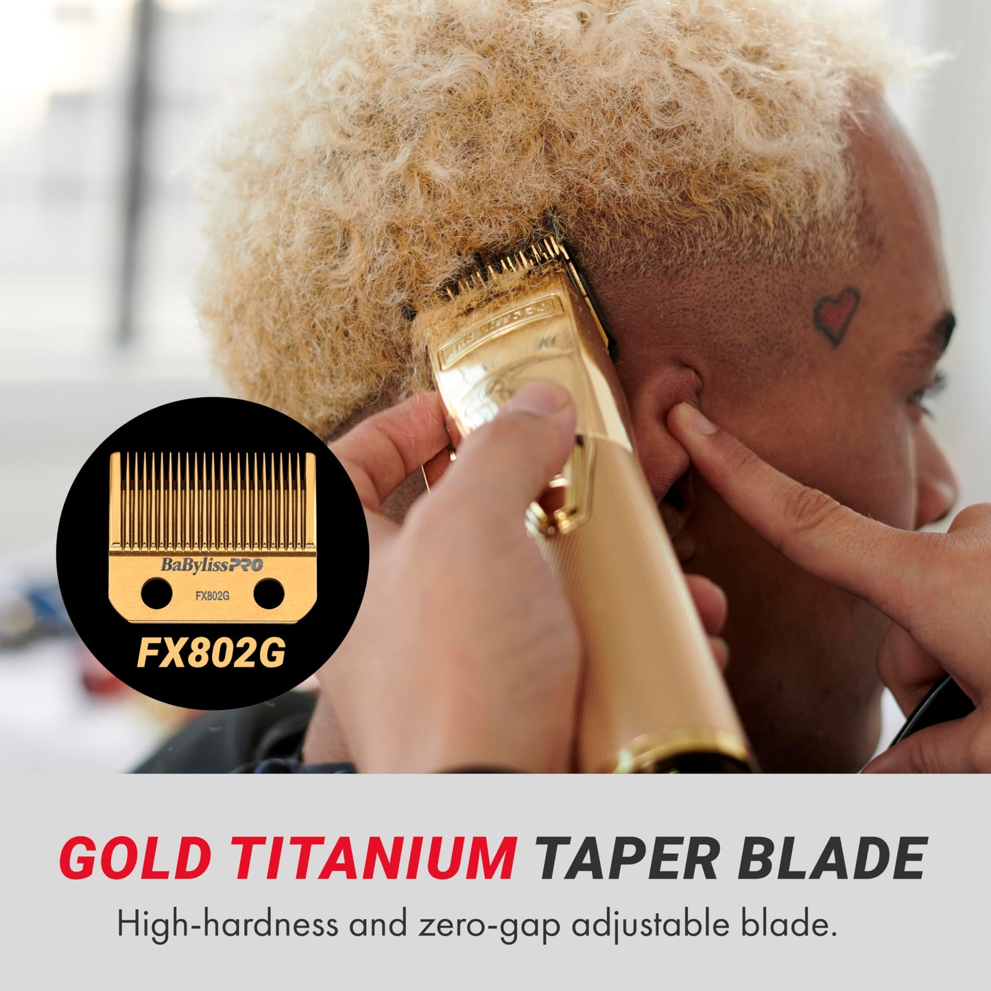 BaBylissPRO GOLDFX+ Professional Barber Cord/Cordless Hair Clippers for Men, All Metal, Lithium Battery with 3-Hour Runtime, Gold