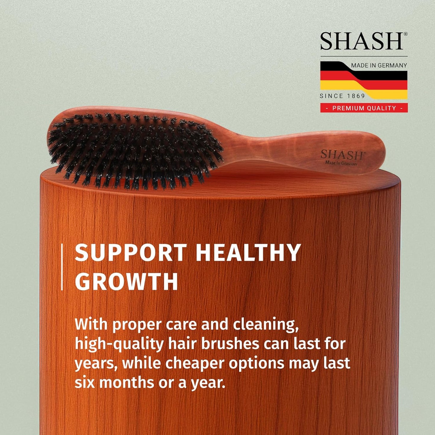 Classic German Boar Bristle Hair Brush - Conditions Hair, Improves Texture | Fine to Normal Hair
