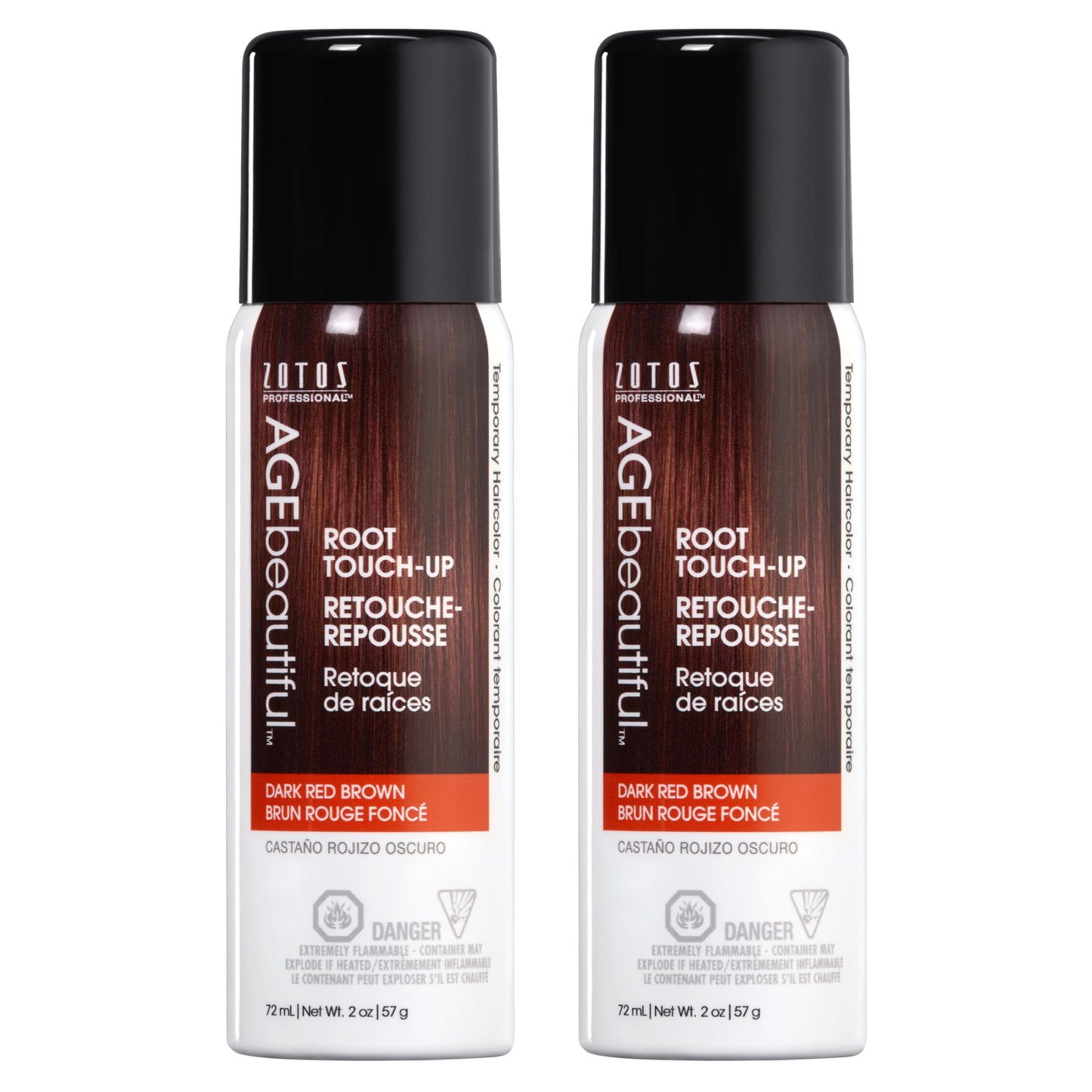 AGE beautiful Root Touch Up Hair Color Spray | Touch-Up Gray Concealer | Temporary Cover Up | Adds Volume & Covers Thinning Patches | Water, Sweat, Stain Resistant | Dark Red Brown | 2 Fl Oz