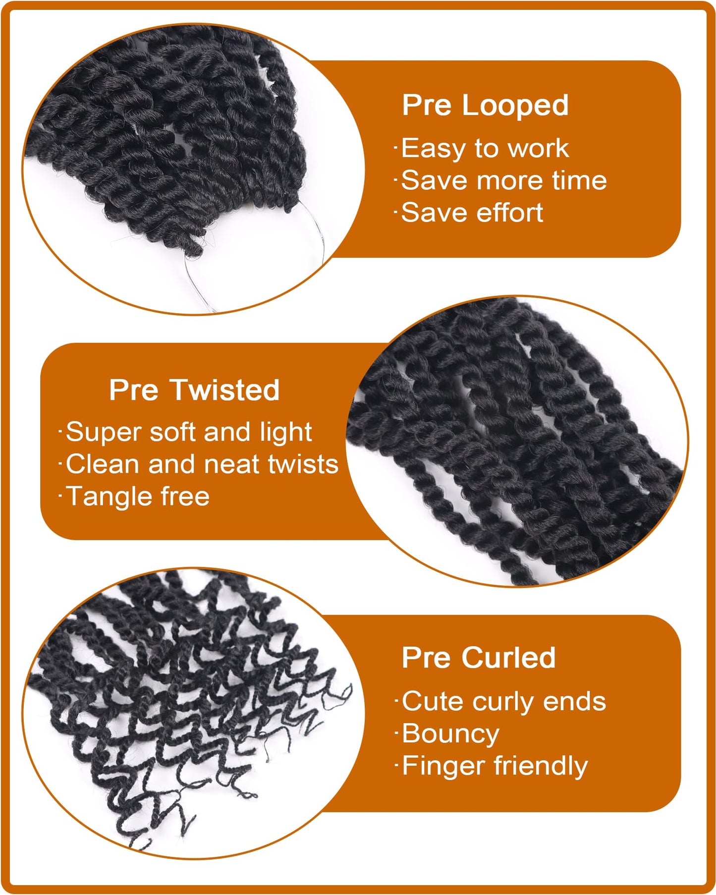 14 Inch Crochet Hair Senegalese Twist Crochet Braids for Black Women 8 Packs Pre Looped Short Micro Braids with Curly Ends Pre Twisted Kinky Twists Crotchet Braid (14 Inch,1B)