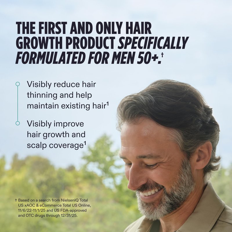 Nutrafol Men 50+ Hair Growth Supplements, Clinically Tested for Visibly Thicker Hair and Scalp Coverage, #1 Dermatologist-Recommended Hair Growth Supplement Brand - 2 Month Supply, 2 Refill Pouches