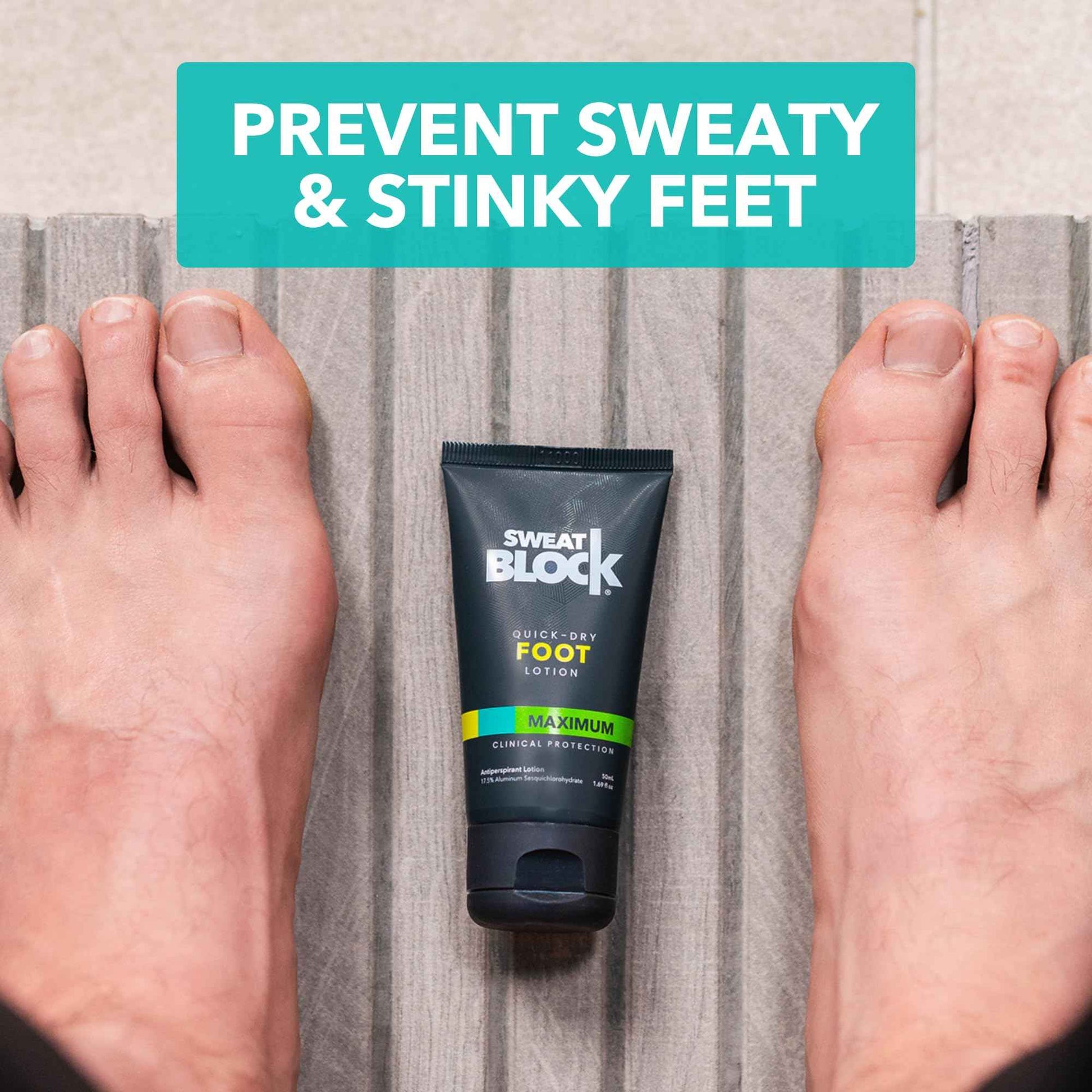 SweatBlock Foot Antiperspirant Lotion 1.69 fl oz for Excessive Sweating and Foot Odor Quick-Dry Hyperhidrosis Aid Eliminates Stinky Feet Non-Irritating Dermatologist Tested Formula for Men and Women