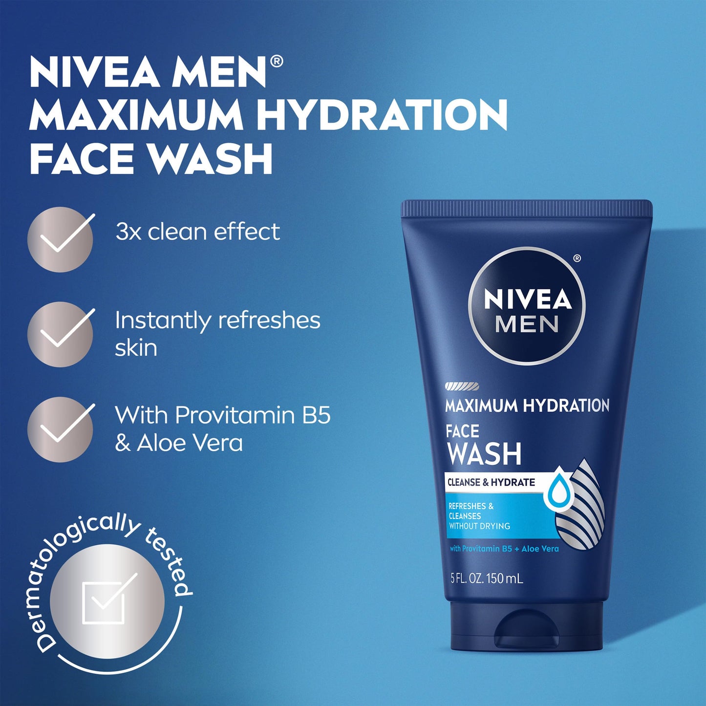 NIVEA MEN Maximum Hydration Face Lotion, Face Lotion with Broad Spectrum SPF 15 Sunscreen for Men, 4 Pack of 2.5 Fl Oz Tubes