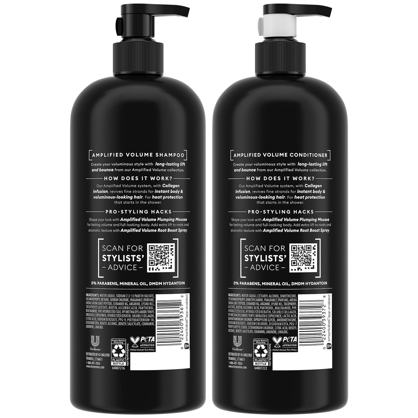 TRESemmé Shampoo and Conditioner Set, Amplified Volume + Collagen Infusion, 24H Full Body & Lift with Heat Protection + Keratin Repair Mask (3 Piece Set)