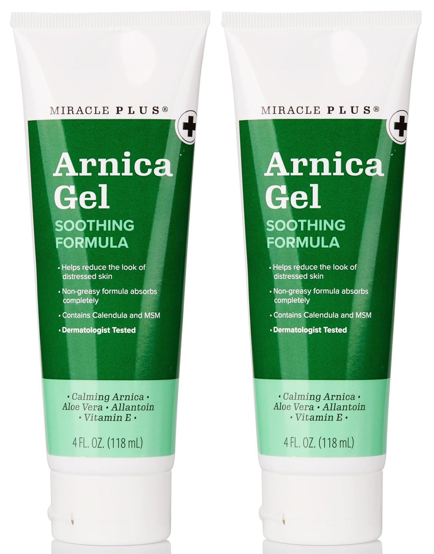 Miracle Plus Natural Arnica Bruise Gel For Body | Skin Care Arnica Montana Lotion Topical Gel | Extra Strength Vitamin K Cream Ointment, 4 Fl Oz, 2-Pack