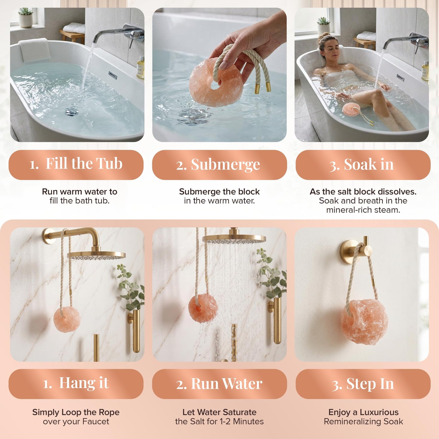 UMAID Himalayan Pink Salt Rock for Shower & Bath – Salt Buddy® 2 lb Hanging Mineral Stone for Spa-Inspired Relaxation, Self-Care & Bath Soaks, Unique Wellness & Home Spa Gifts for Men & Women